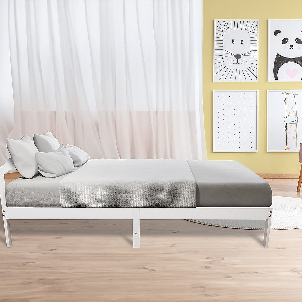 Gilly Wooden Bed Frame - White King Single