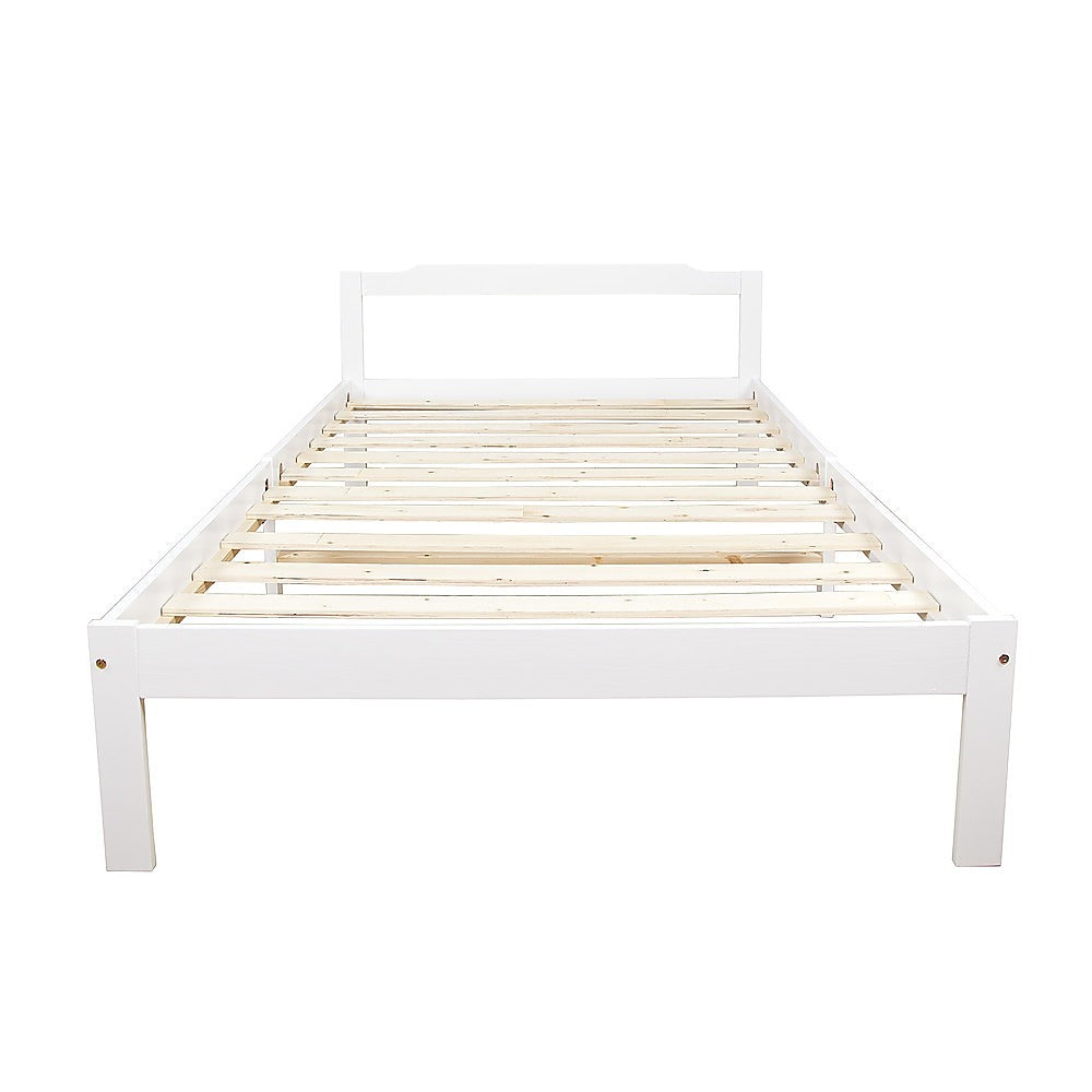 Gilly Wooden Bed Frame - White King Single