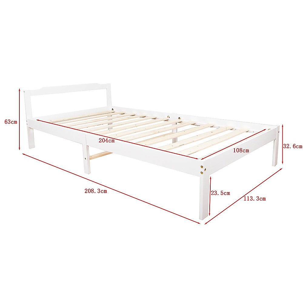 Gilly Wooden Bed Frame - White King Single