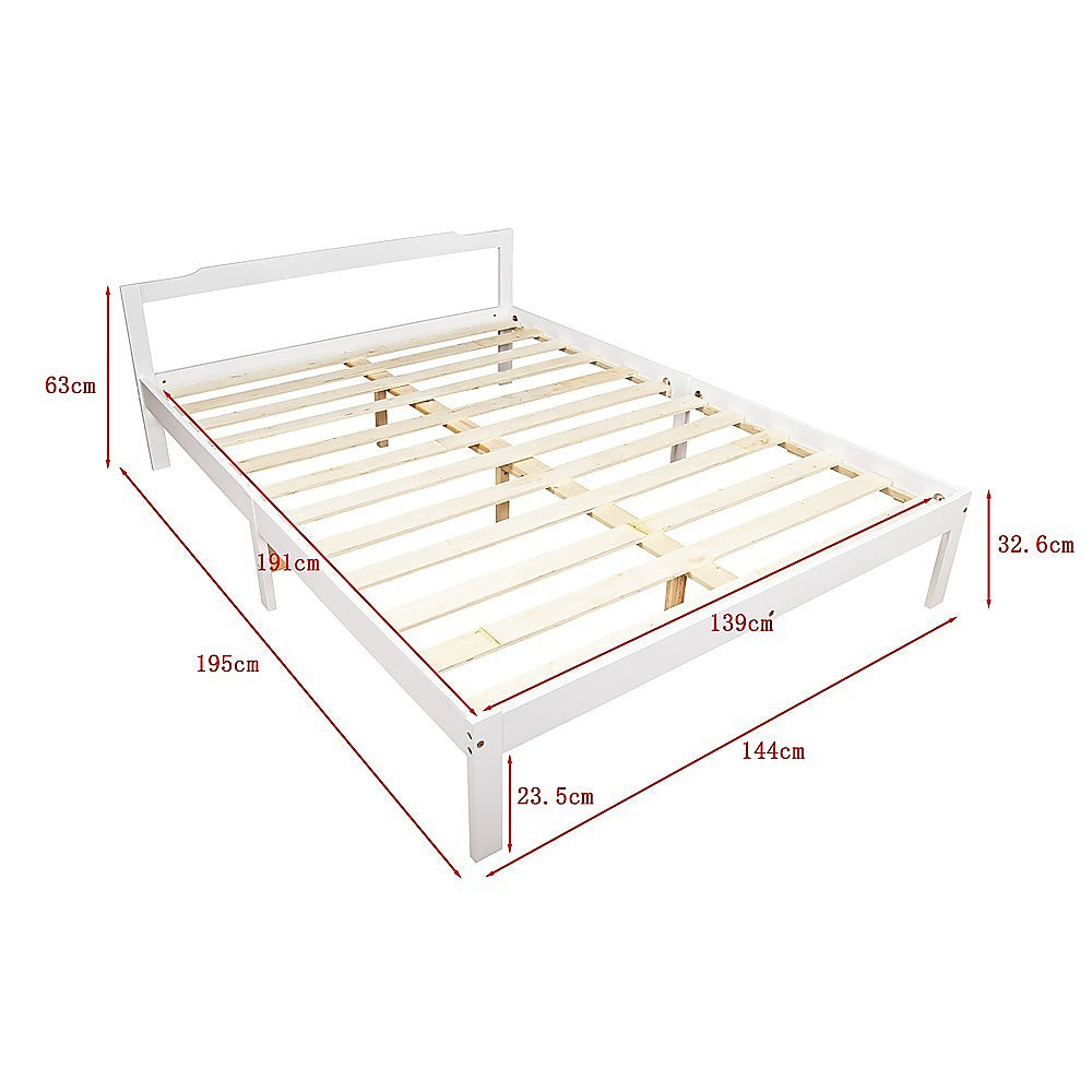 Gilly Wooden Bed Frame - White Double