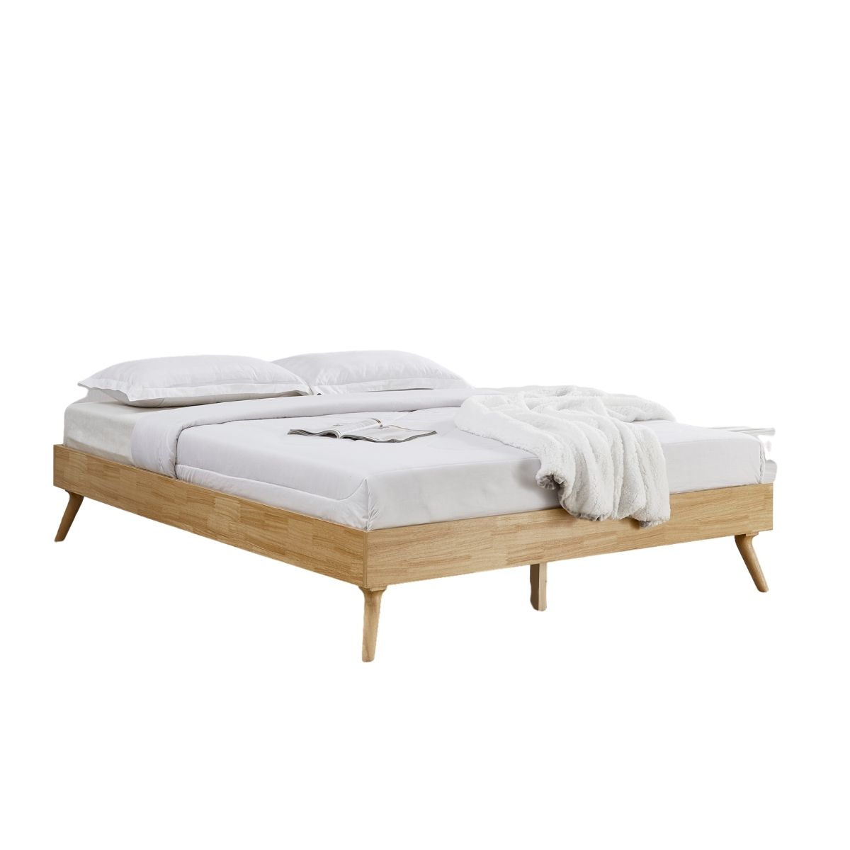 Timea Ensemble Bed Frame Wooden Slat - Natural Oak Queen