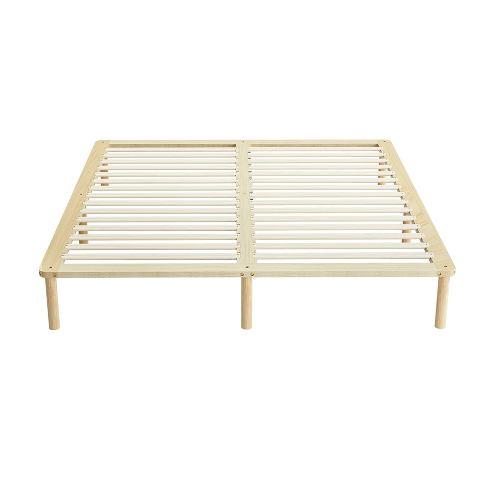 Elara Bed Frame Wooden Base Platform Timber Pine - Natural King