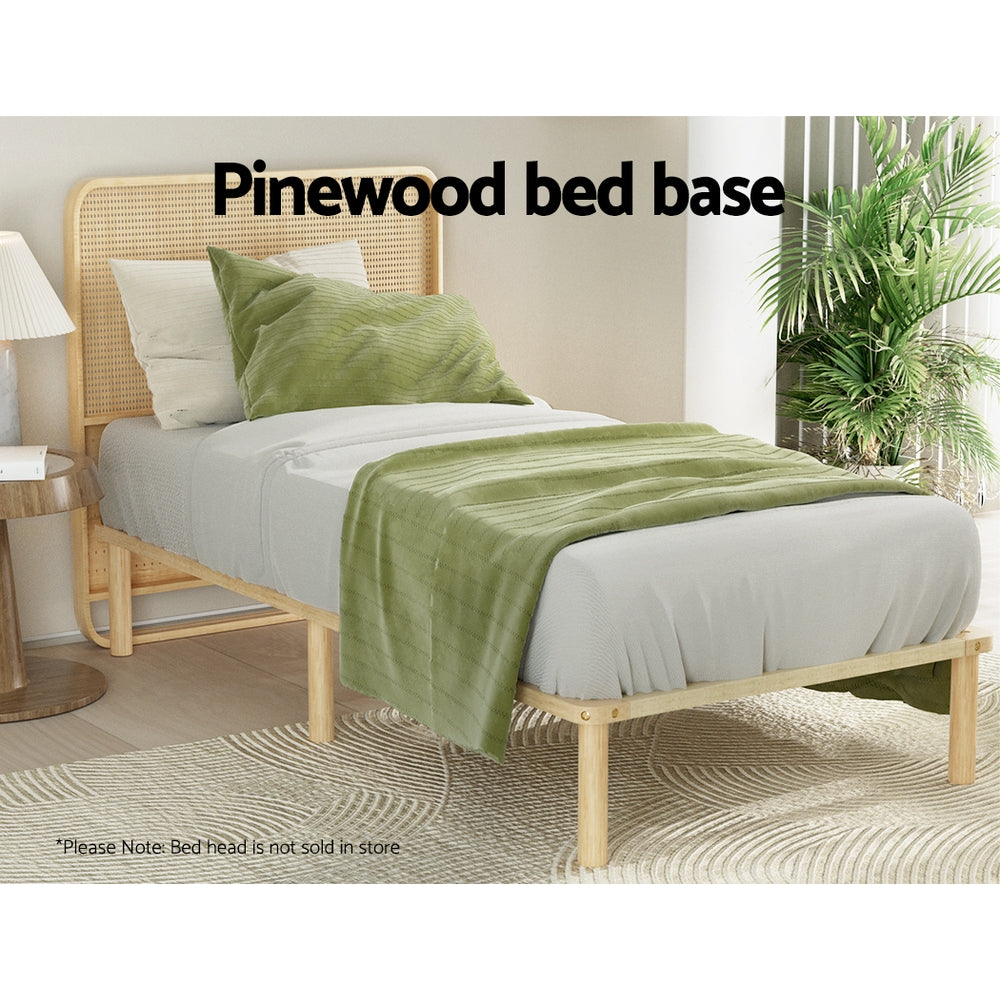 Elara Bed Frame Wooden Base Platform Timber Pine - Natural King Single