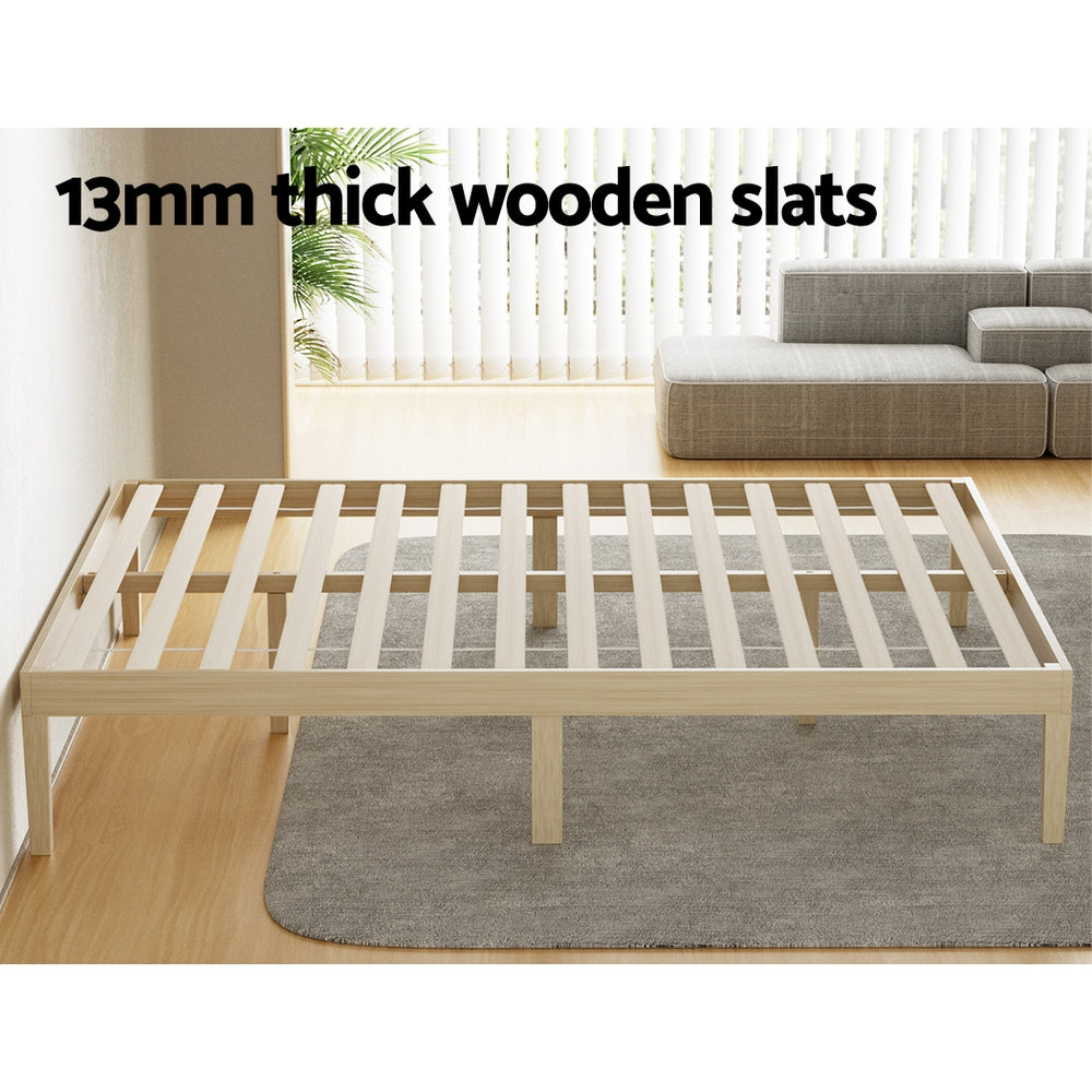 Lyanna Bed Frame Wooden Base Platform Timber Pine - Natural Double