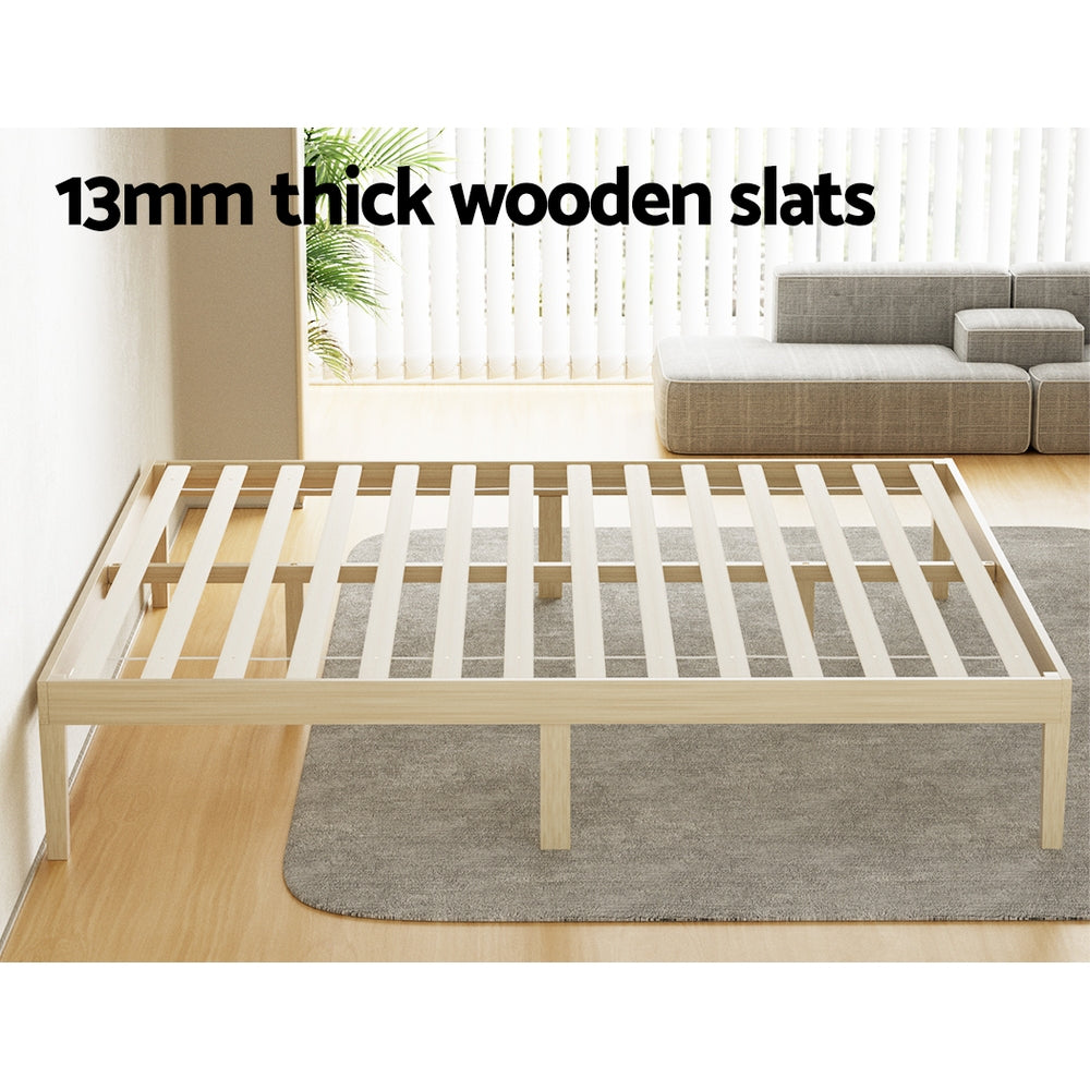 Lyanna Bed Frame Wooden Base Platform Timber Pine - Natural King
