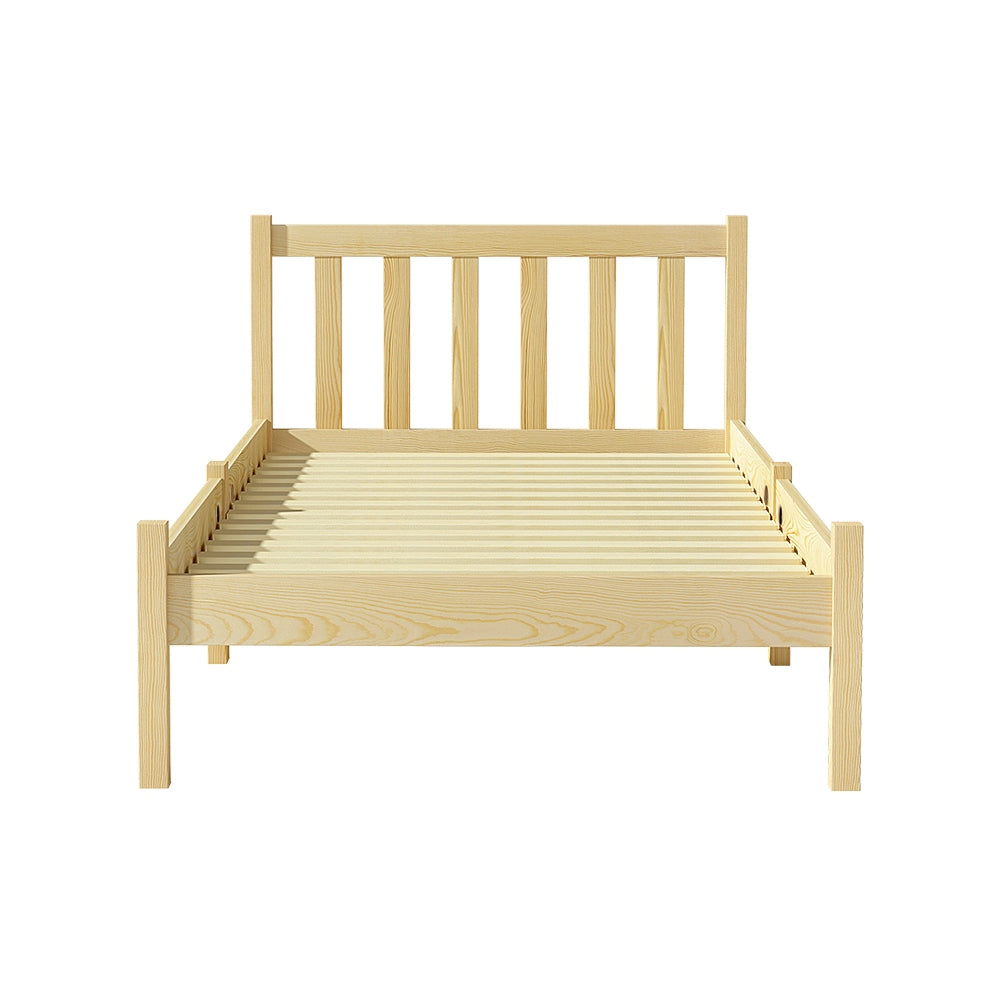 Seville Wooden Bed Frame Pine Timber no Drawers - Oak Single