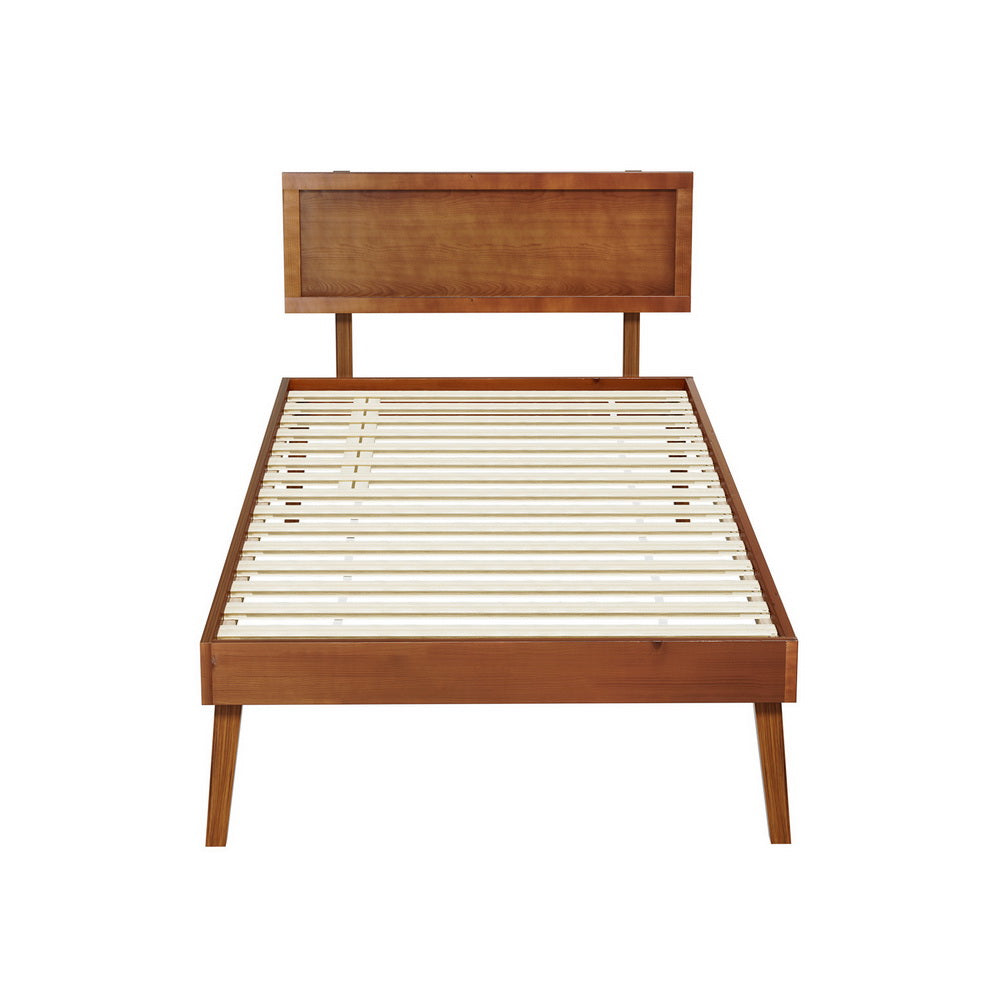 Zoey Bed Frame Wooden Bed Base - Walnut Single