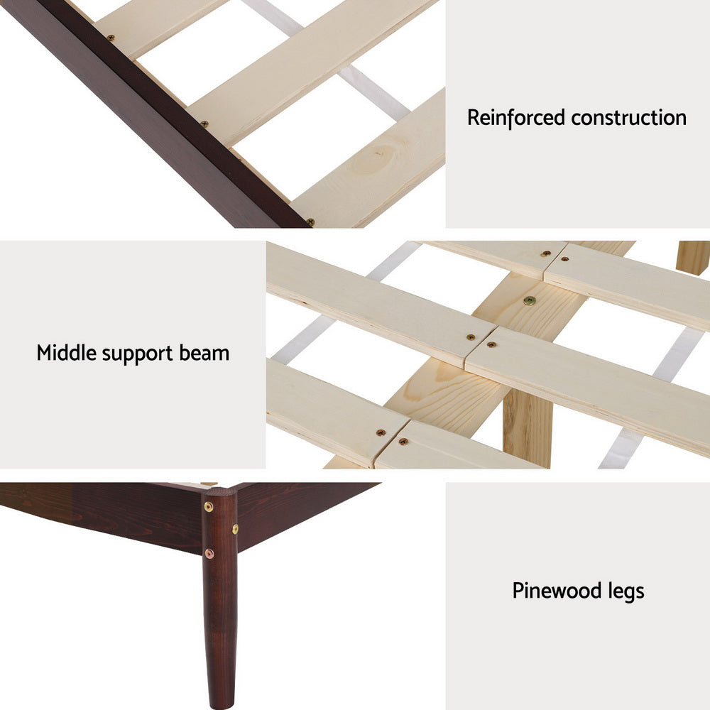 Fiji Bed Frame Wooden Base Platform - Walnut King