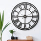 80CM Large Wall Clock Roman Numerals Round Metal Luxury Home Decor Black