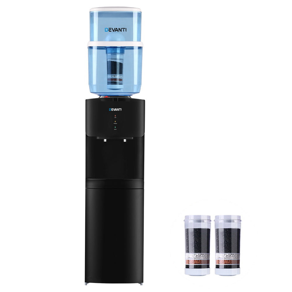 Devanti Water Cooler Dispenser Stand 22L Bottle Black with 2 Filter