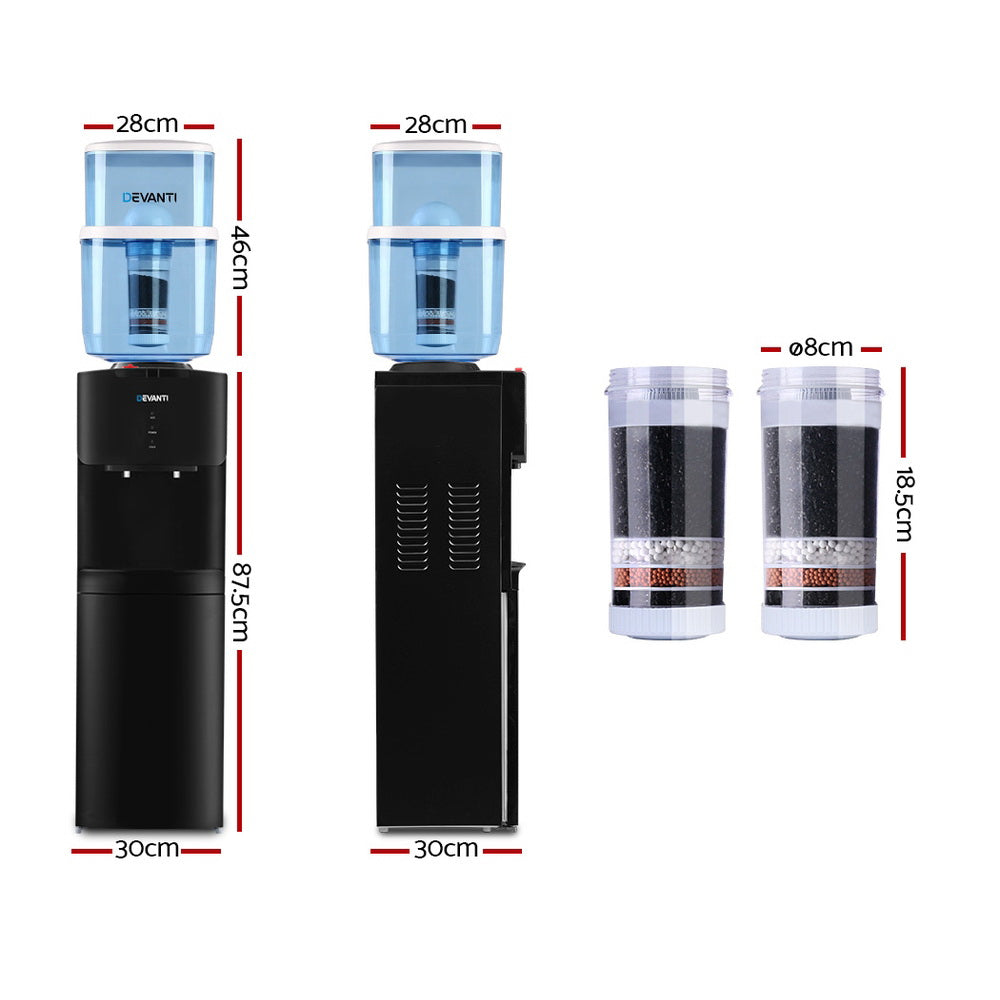 Devanti Water Cooler Dispenser Stand 22L Bottle Black with 2 Filter