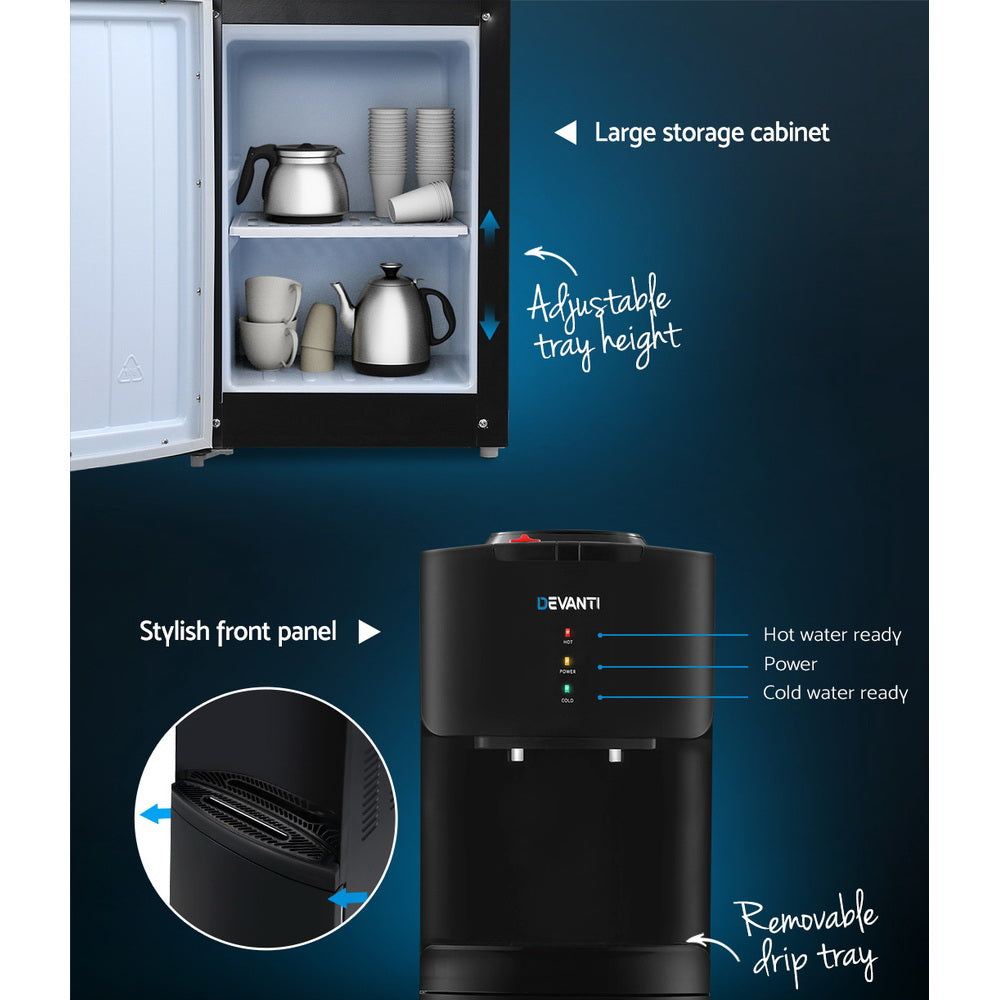 Devanti Water Cooler Dispenser Stand 22L Bottle Black with 2 Filter