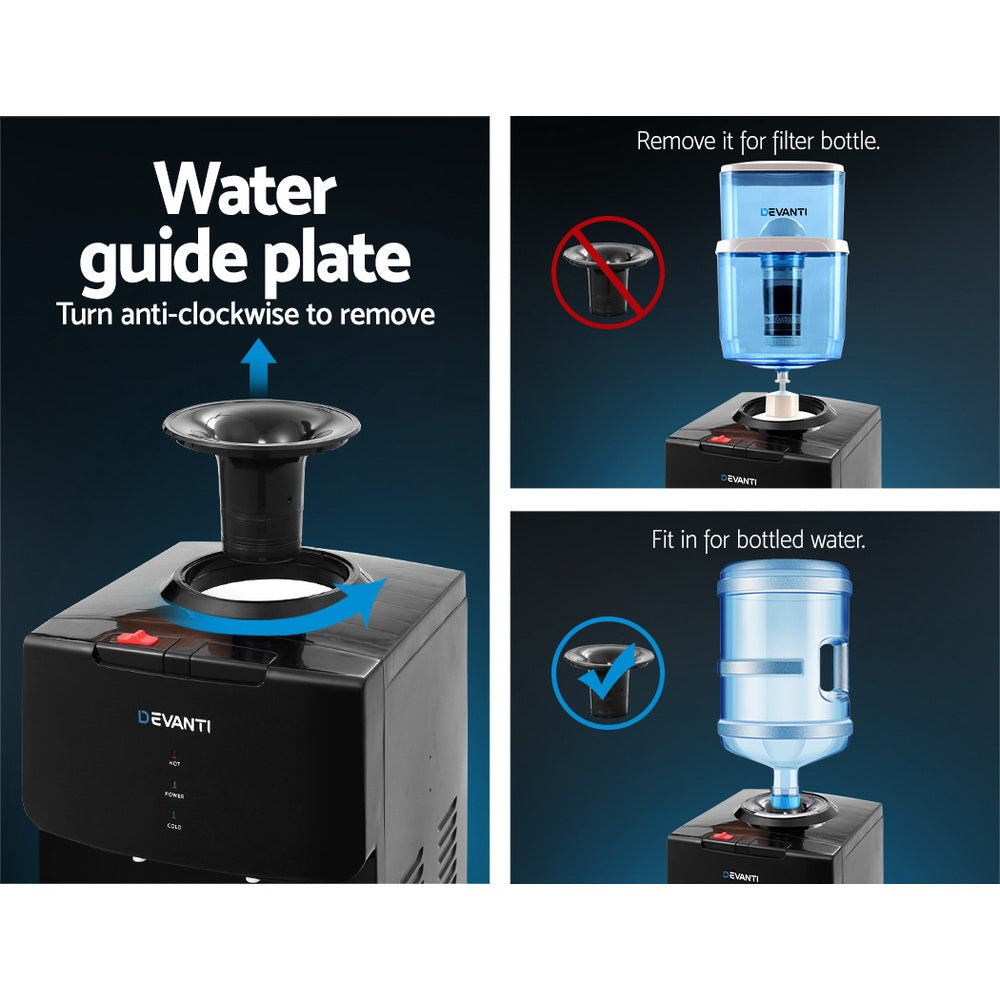 Devanti Water Cooler Dispenser Stand 22L Bottle Black with 2 Filter