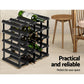 20 Bottle Timber Wine Rack Wooden Storage Wall Racks Holders Cellar - Black