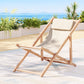 Damien Outdoor Chairs Sun Lounge Deck Beach Chair Folding Wooden Patio Furniture - Beige