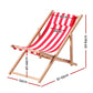 Damien Outdoor Chairs Sun Lounge Deck Beach Chair Folding Wooden Patio Furniture - Red and White