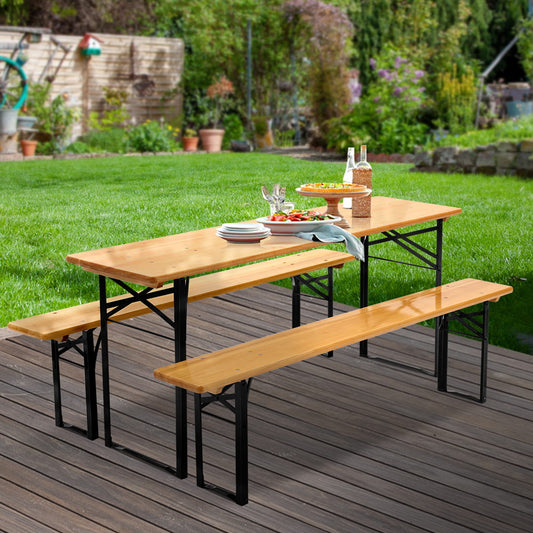 Canterbury Wooden Outdoor Foldable Bench Set - Natural
