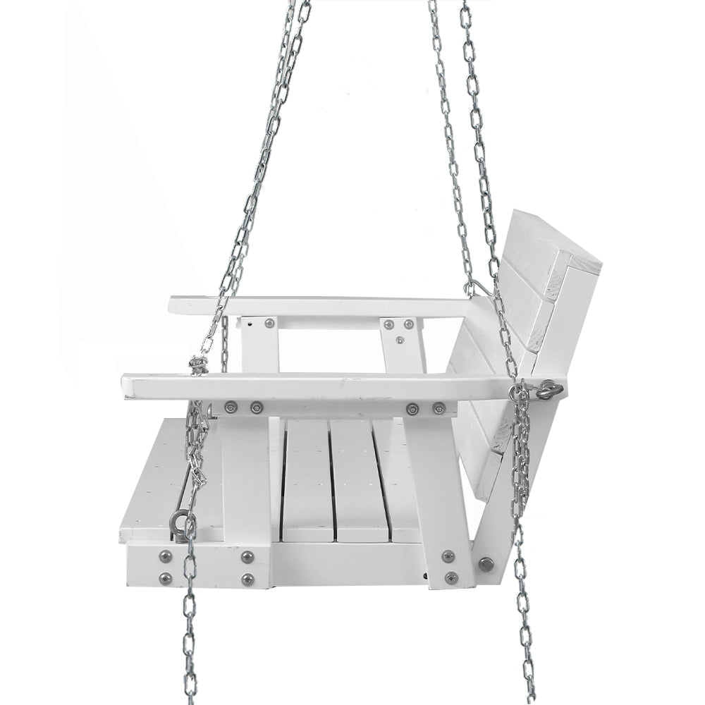 Harlow 3 Seater Porch Swing Chair with Chain Bench Wooden - White