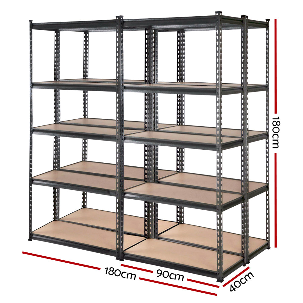 4x1.8M Garage Shelving Warehouse Rack Storage Shelves Pallet Racking Charcoal