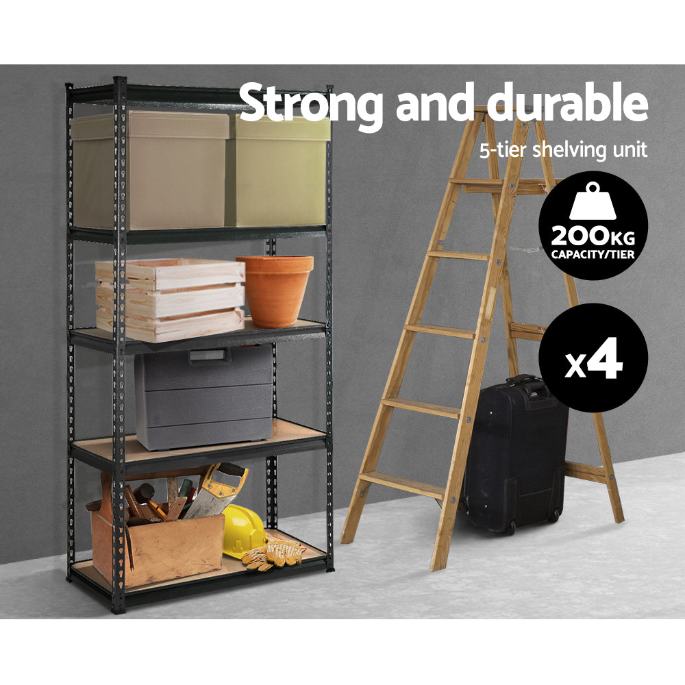 4x1.8M Garage Shelving Warehouse Rack Storage Shelves Pallet Racking Charcoal