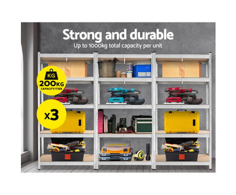 3x1.8M Warehouse Shelving Rack Racking Garage Metal Storage Shelves