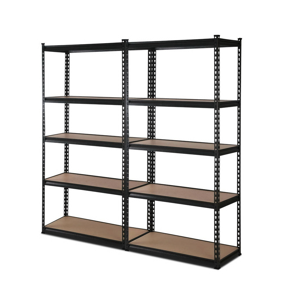 2x1.8m 5-Shelves Steel Warehouse Shelving Racking Garage Storage Rack Black