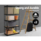 2x1.8m 5-Shelves Steel Warehouse Shelving Racking Garage Storage Rack Black