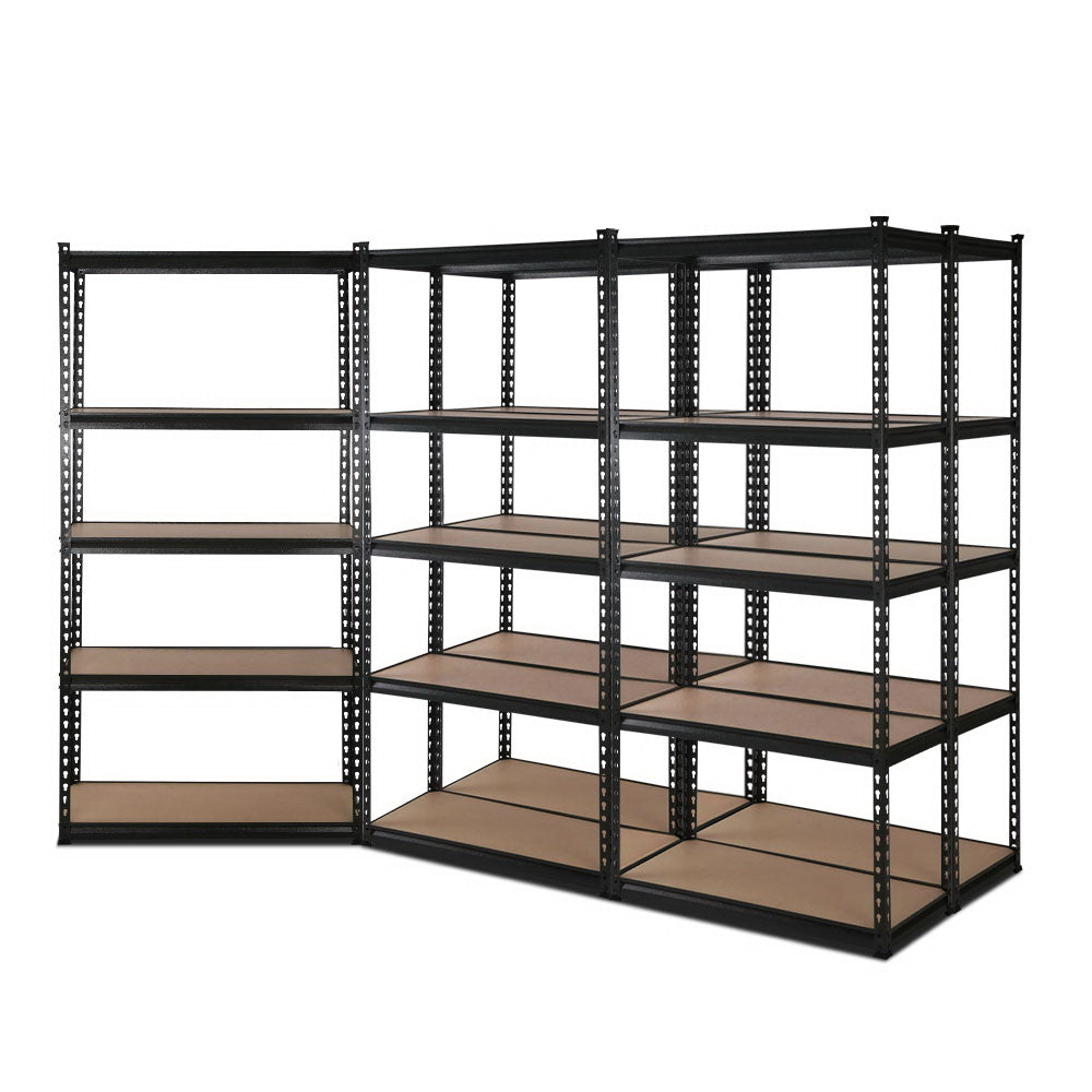 5x1.8m 5-Shelves Steel Warehouse Shelving Racking Garage Storage Rack Black