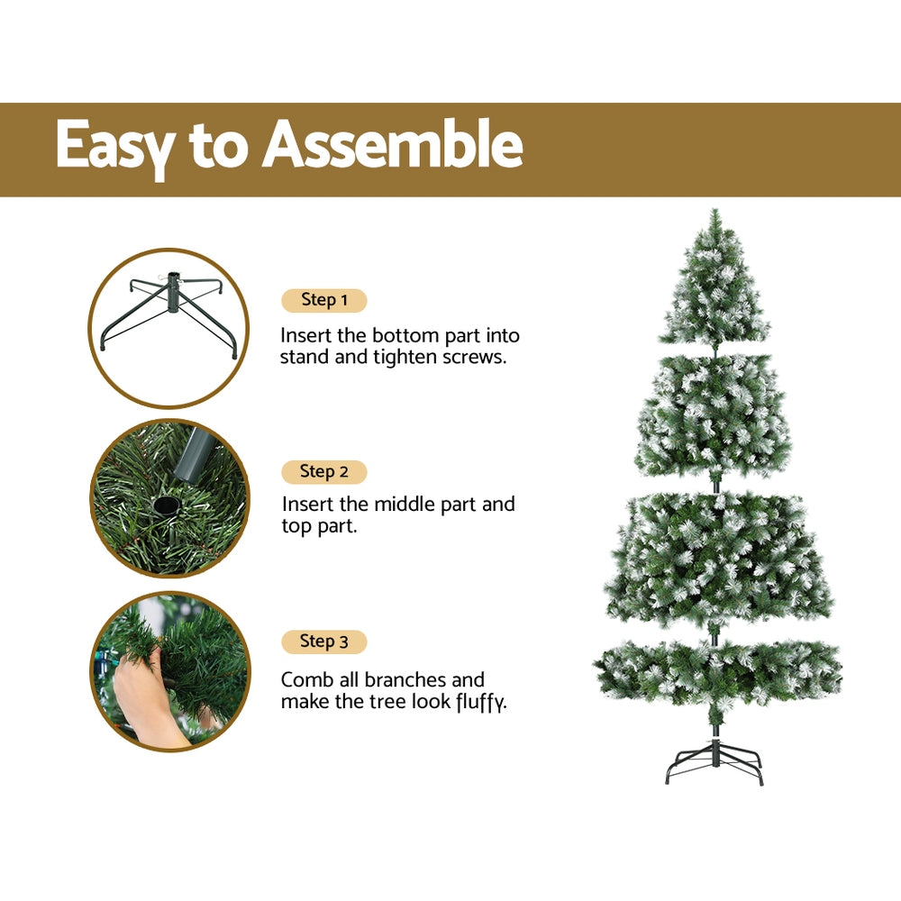 9ft 2.7m 1765 Tips Christmas Tree with Pine Needle Snowy Xmas Tree Green