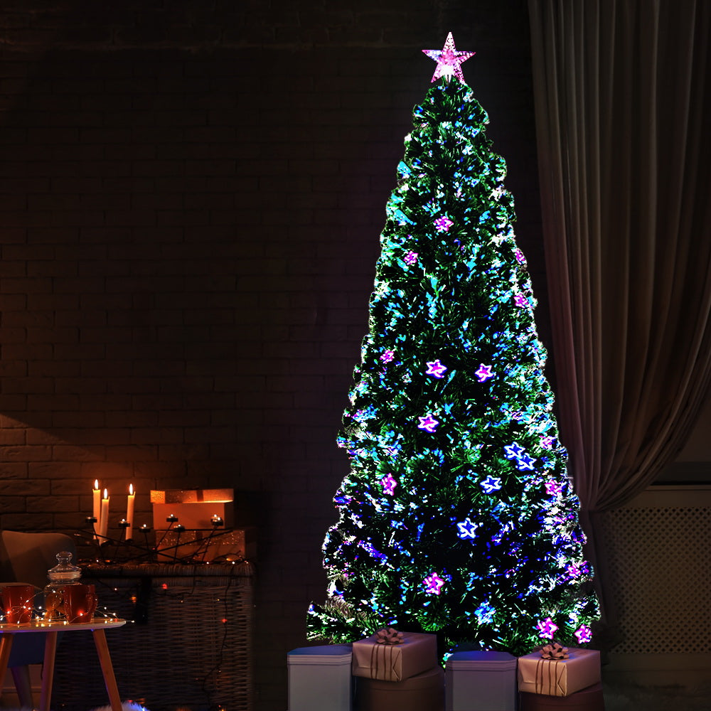 7ft 2.1m 280 Tips Christmas Tree Optic Fibre LED Xmas tree - Multi Colour