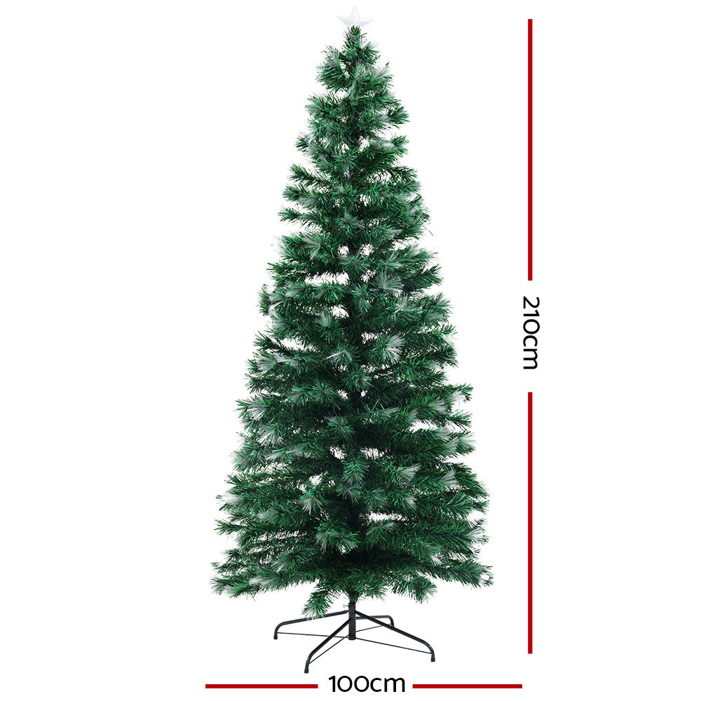 7ft 2.1m 270 Tips Christmas Tree xmas Multi Colour Lights Optic Fibre Multicoloured