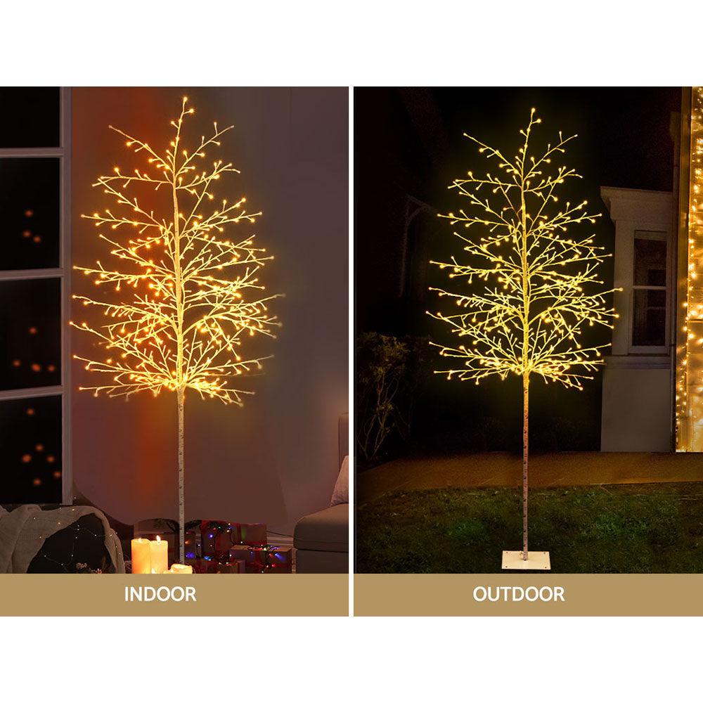 7ft 2.1m 480 LED Solar Christmas Tree Twigs Lights Xmas Tree - Warm White