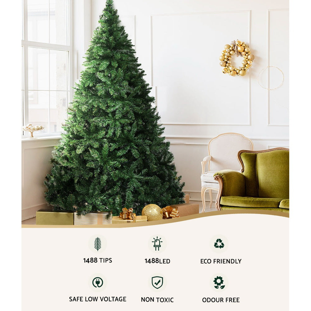 8ft 2.4m 1488 LED Christmas Tree Xmas Tree Decorations 8 Light Modes - Warm White