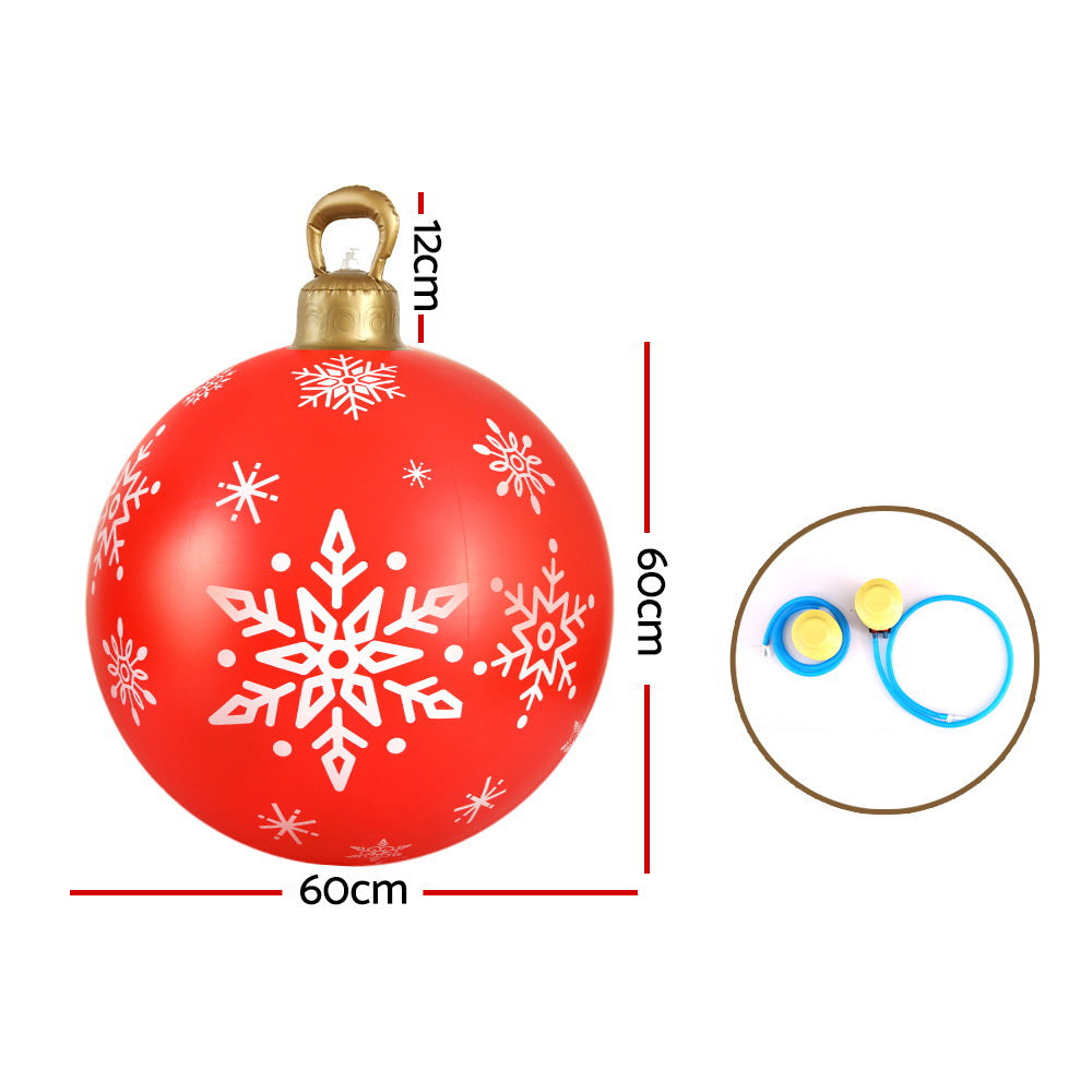 Snowflake Giant Bauble Ball Christmas Inflatable LED Outdoor Xmas Decoration Red - 60cm