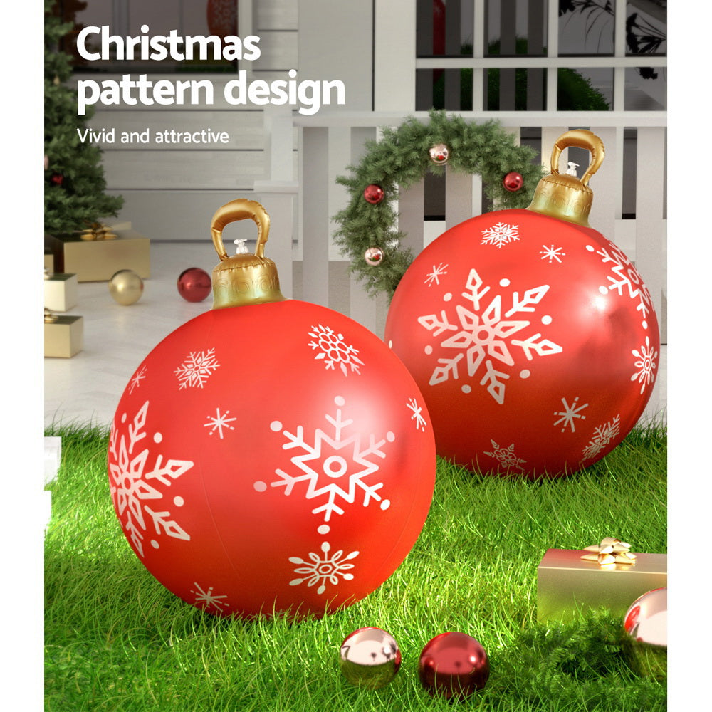 Snowflake Giant Bauble Ball Christmas Inflatable LED Outdoor Xmas Decoration Red - 60cm