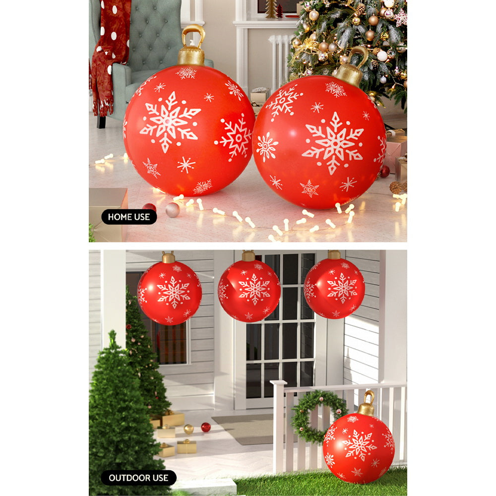 Snowflake Giant Bauble Ball Christmas Inflatable LED Outdoor Xmas Decoration Red - 60cm