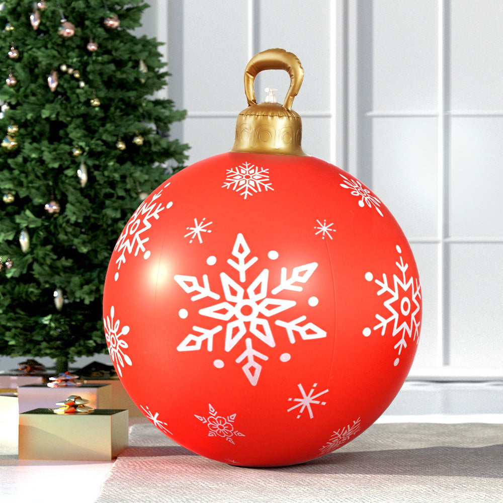 Snowflake Giant Bauble Ball Christmas Inflatable LED Outdoor Xmas Decoration Red - 60cm