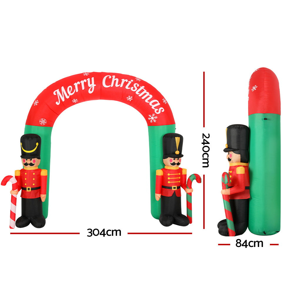 Archway Nutcracker Christmas Inflatable Illuminated Xmas Decorations - 3M