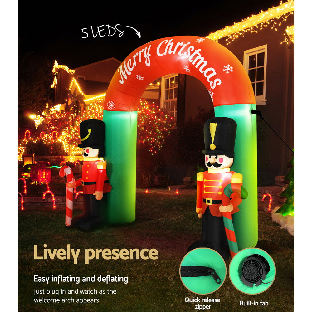 Archway Nutcracker Christmas Inflatable Illuminated Xmas Decorations - 3M