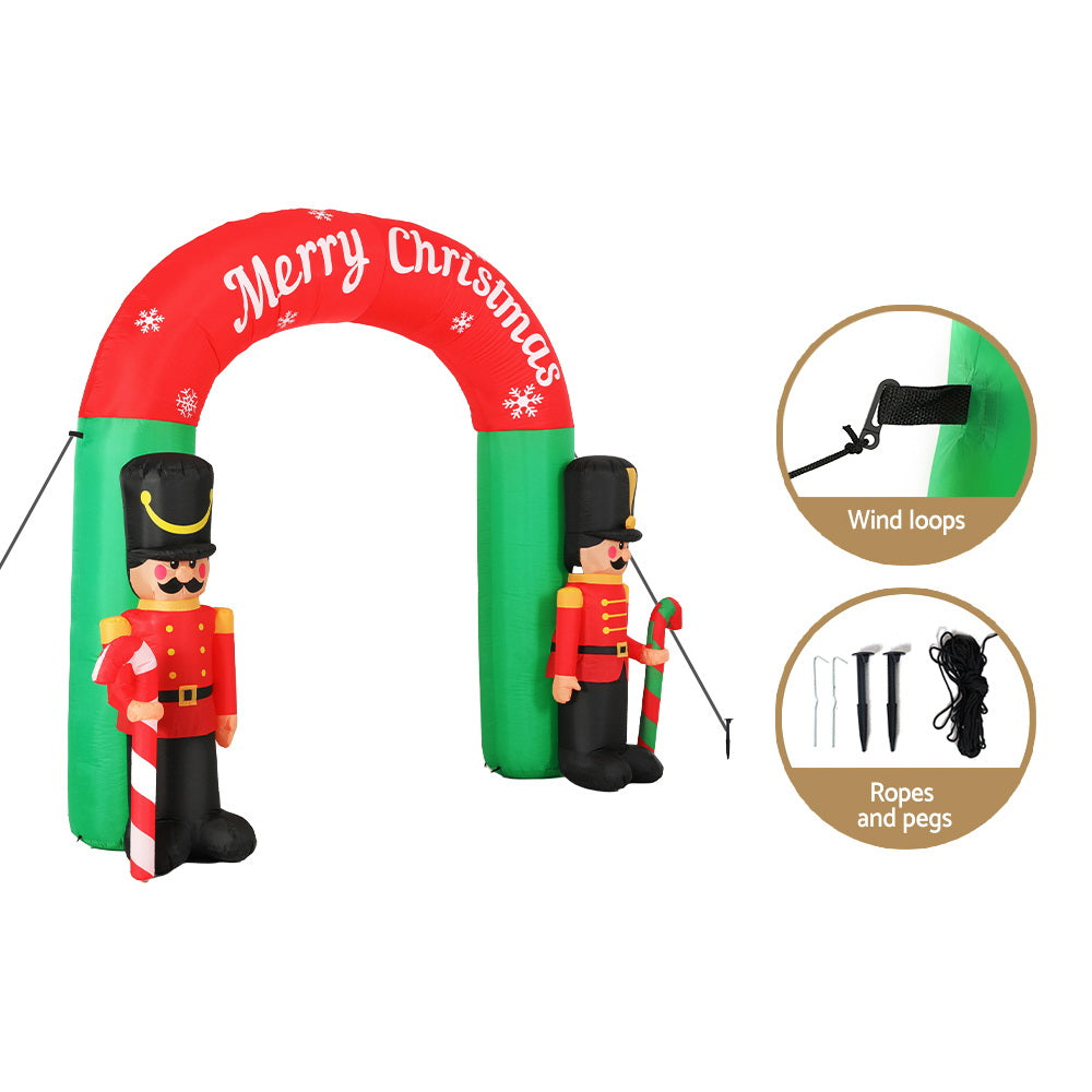 Archway Nutcracker Christmas Inflatable Illuminated Xmas Decorations - 3M