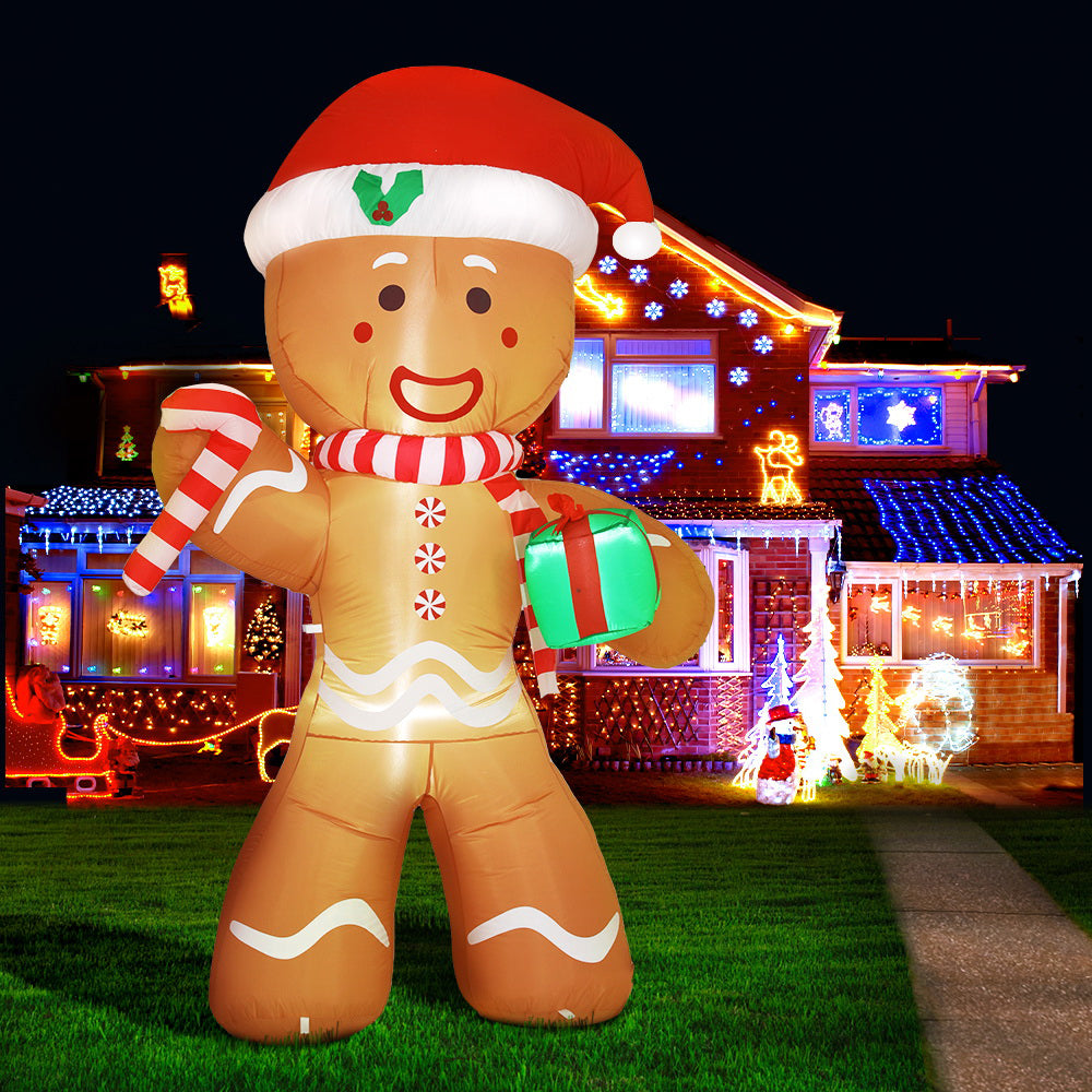 Gingerbread Inflatable Gingerbread Christmas Inflatable Illuminated Xmas Decorations - 2.4M ...