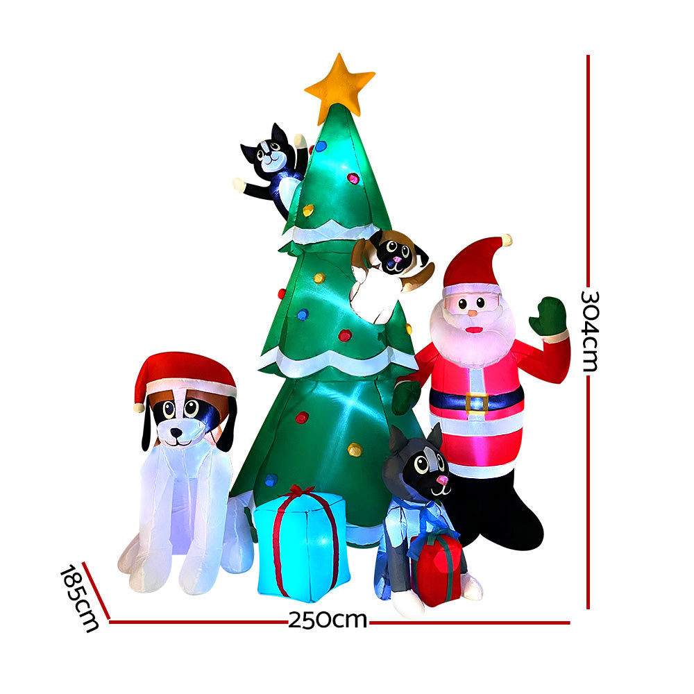 Santa Tree Christmas Inflatable Illuminated Xmas Decorations - 3M
