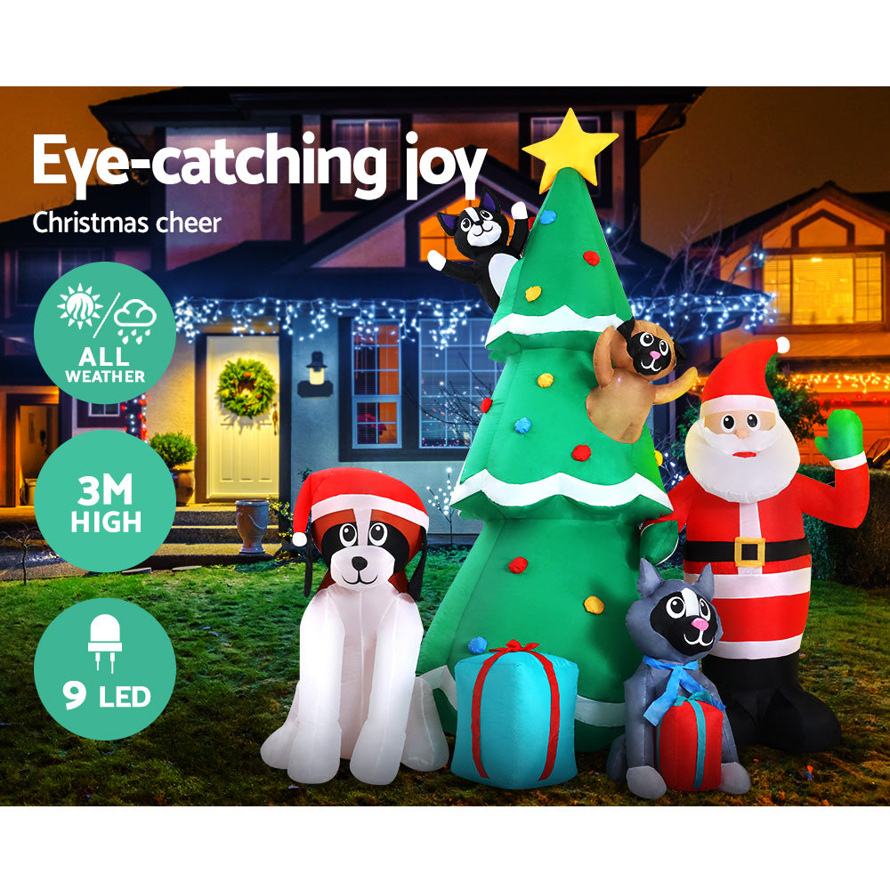 Santa Tree Christmas Inflatable Illuminated Xmas Decorations - 3M