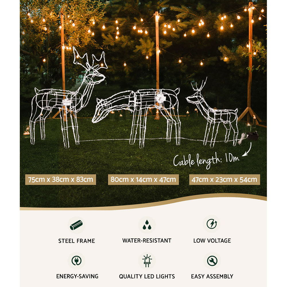 Christmas Lights 3 Pcs Reindeers 250 LED Decorations