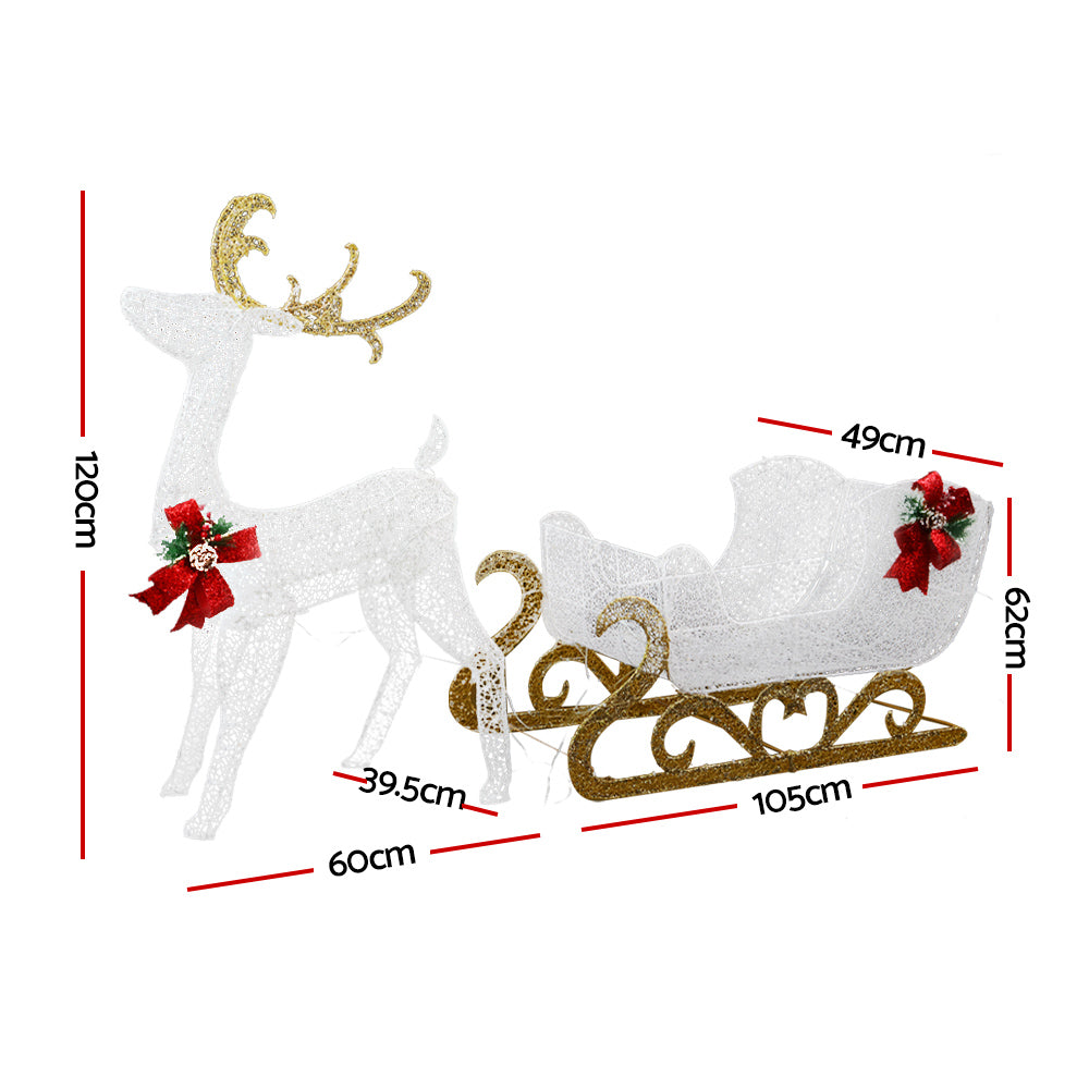 215 LED Christmas Lights Reindeer Sleigh Decorations