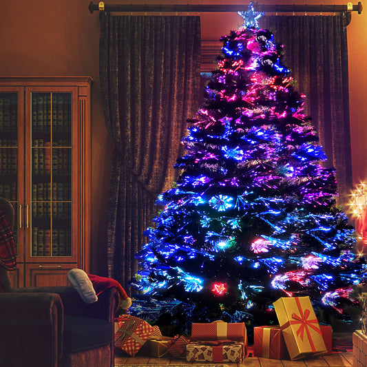 8ft 2.4m 320 Tips Christmas Tree Xmas Decorations Fibre Optic Multicolour Lights