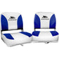 Set of 2 Folding Boat Seats Marine Swivel Low Back 13cm Padding White Blue