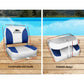 Set of 2 Folding Boat Seats Marine Swivel Low Back 13cm Padding White Blue