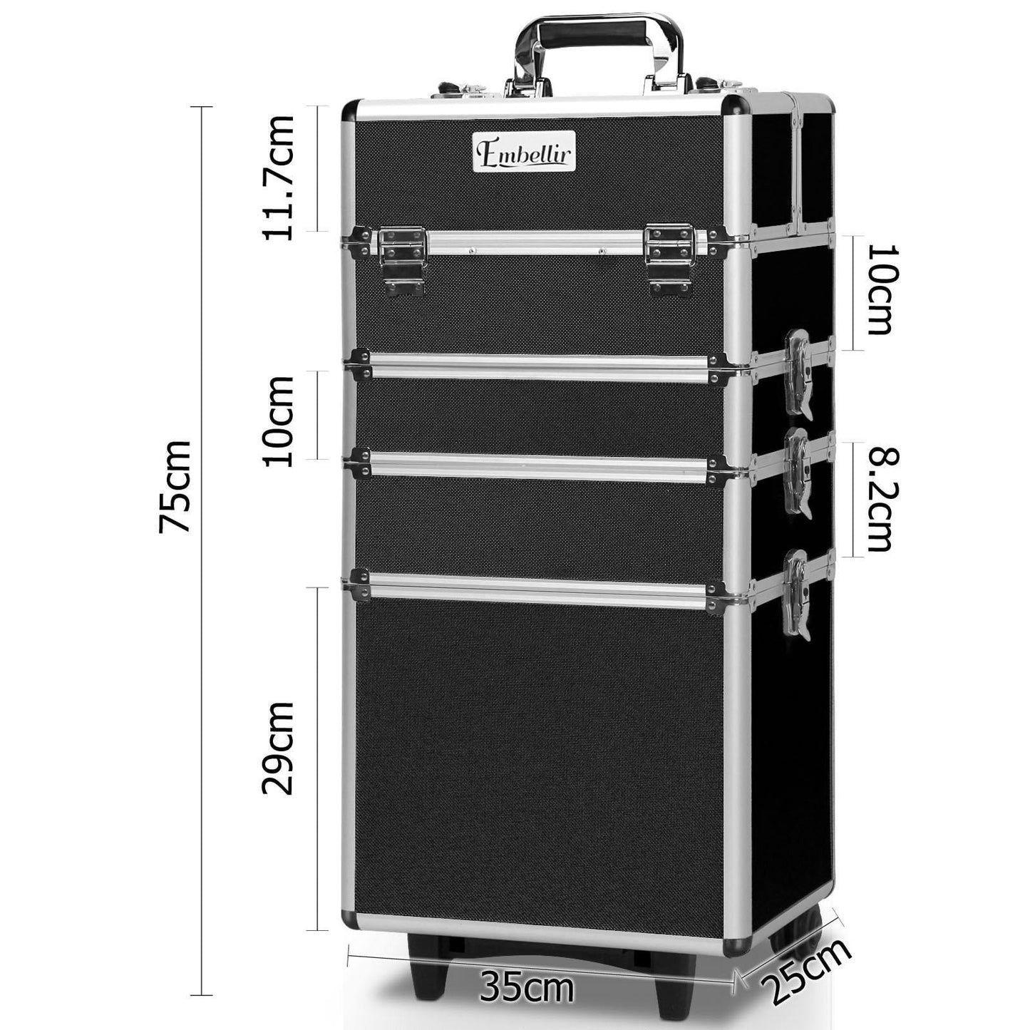 7 in 1 Portable Cosmetic Beauty Makeup Trolley - Black