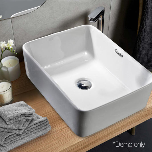48x37x14cm Ceramic Rectangle Sink Bowl - White